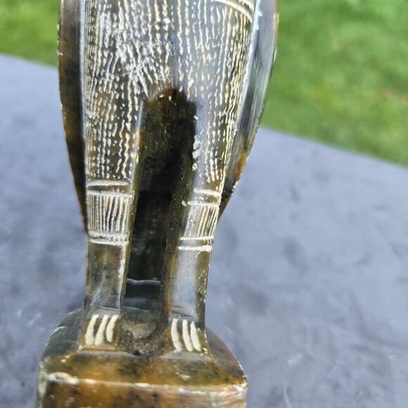 Vintage Green Carved Soapstone Egyptian Horus Falcon Sculpture *read* - Picture 7 of 12